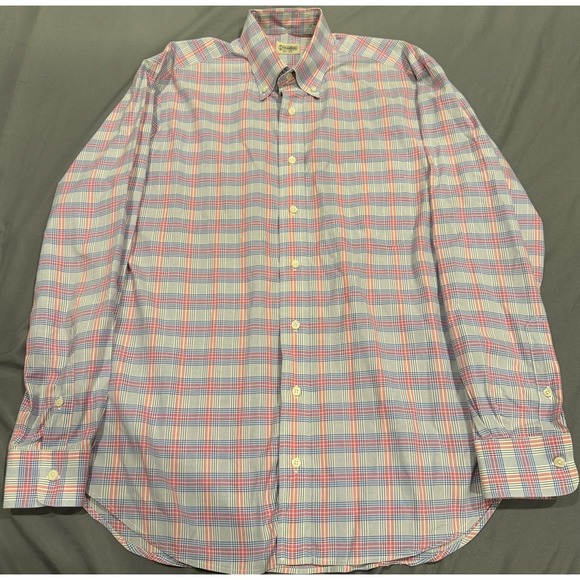 Gitman Bros. Other - Gitman Bros  Shirt Mens Large Blue/Pink Plaid 100% Cotton Made‎ USA Button Down